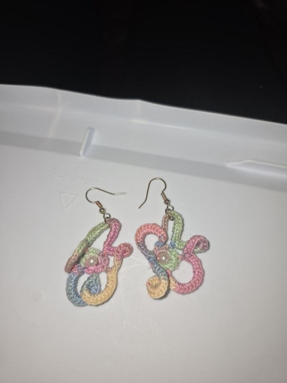 Vintage Pastel Crochet Earrings with Bead Accents